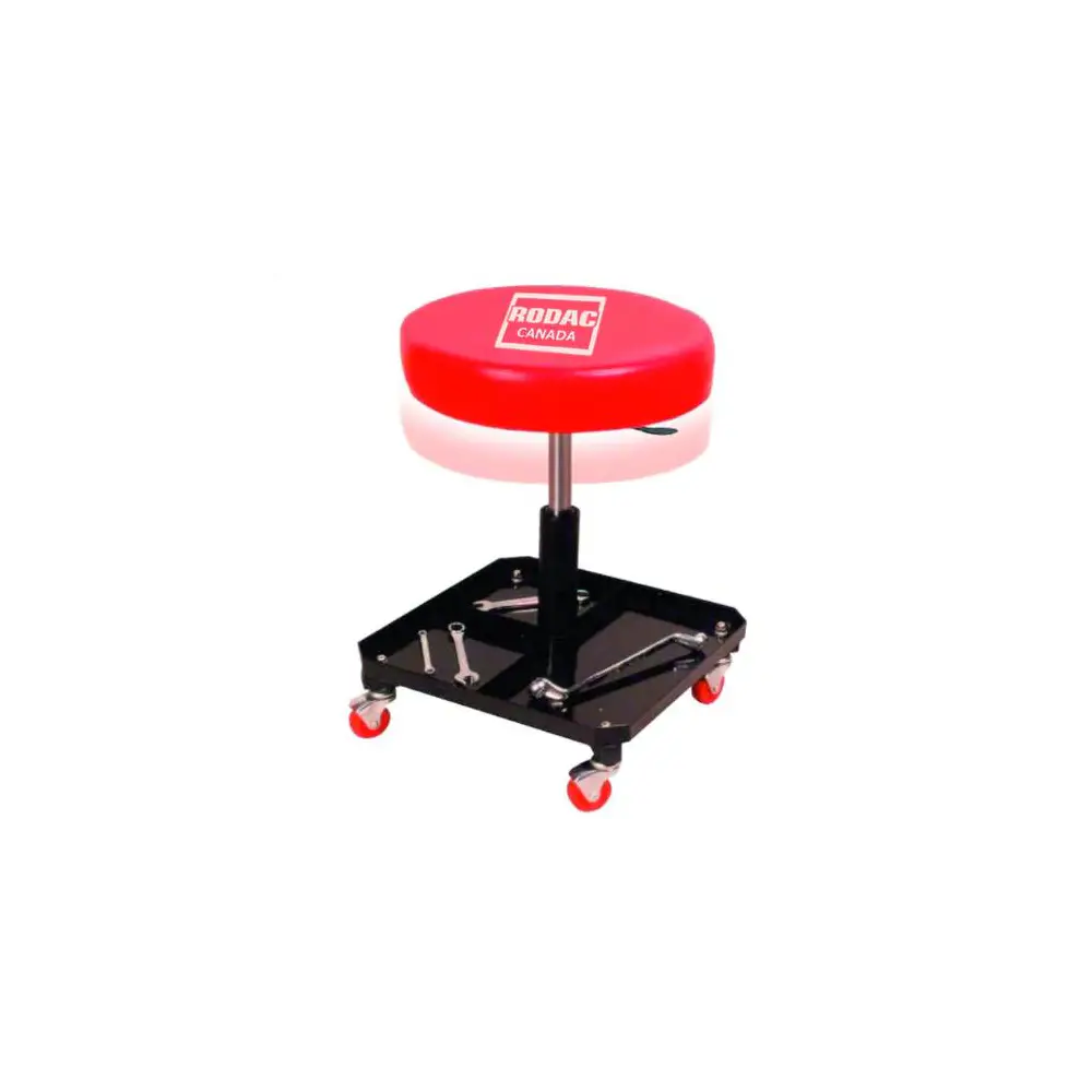 Red Rolling Seat With Black Tray - 15"X15"X17.3"-4.72" Adjustable - RODZB09E0